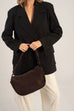 Mingus Shoulder/Cross Body Bag Dark Brown Suede