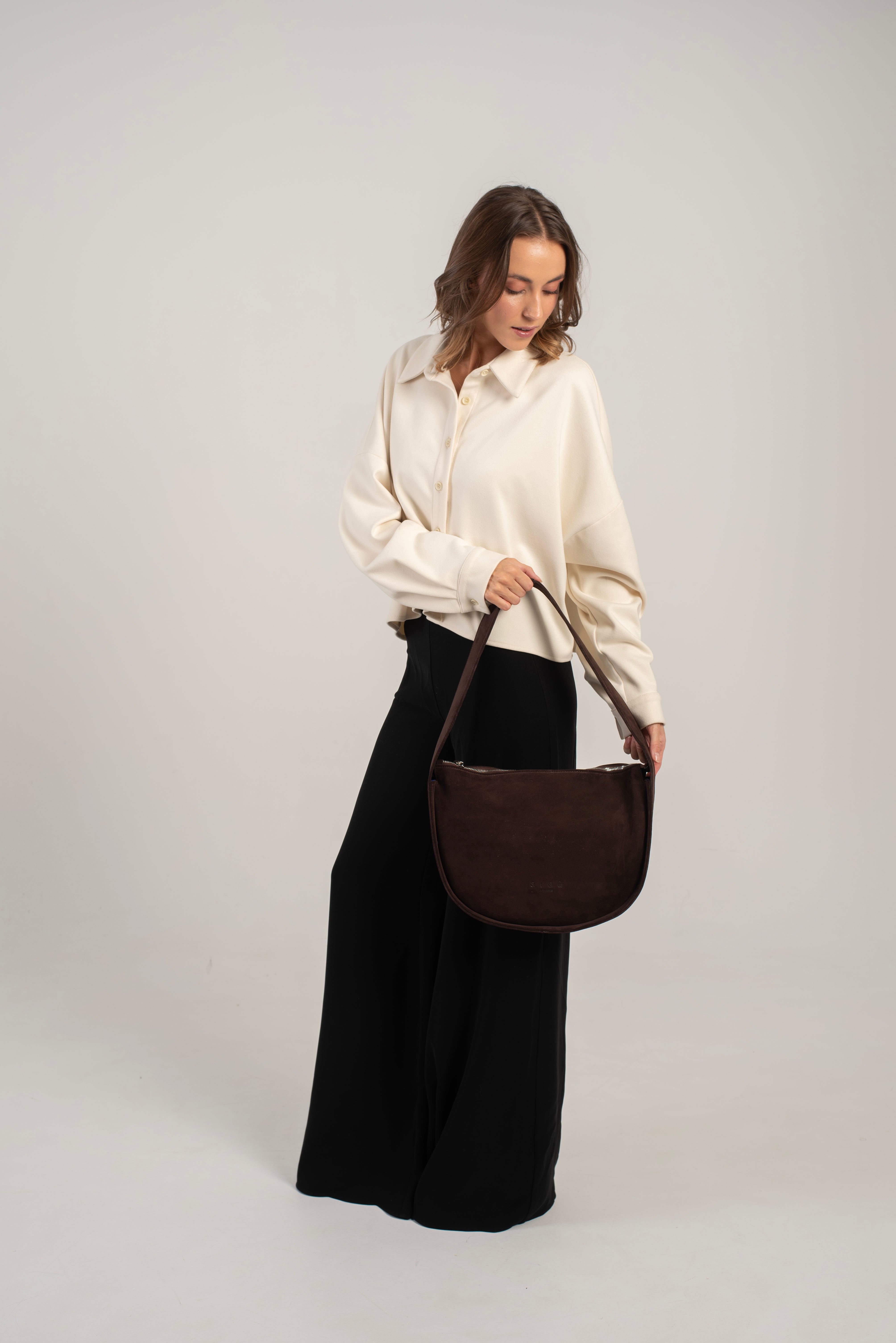 Tupi Shoulder Bag Dark Brown Suede Secondary image