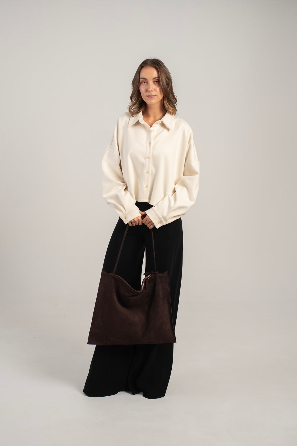 Ebony Tote Bag Dark Brown Suede