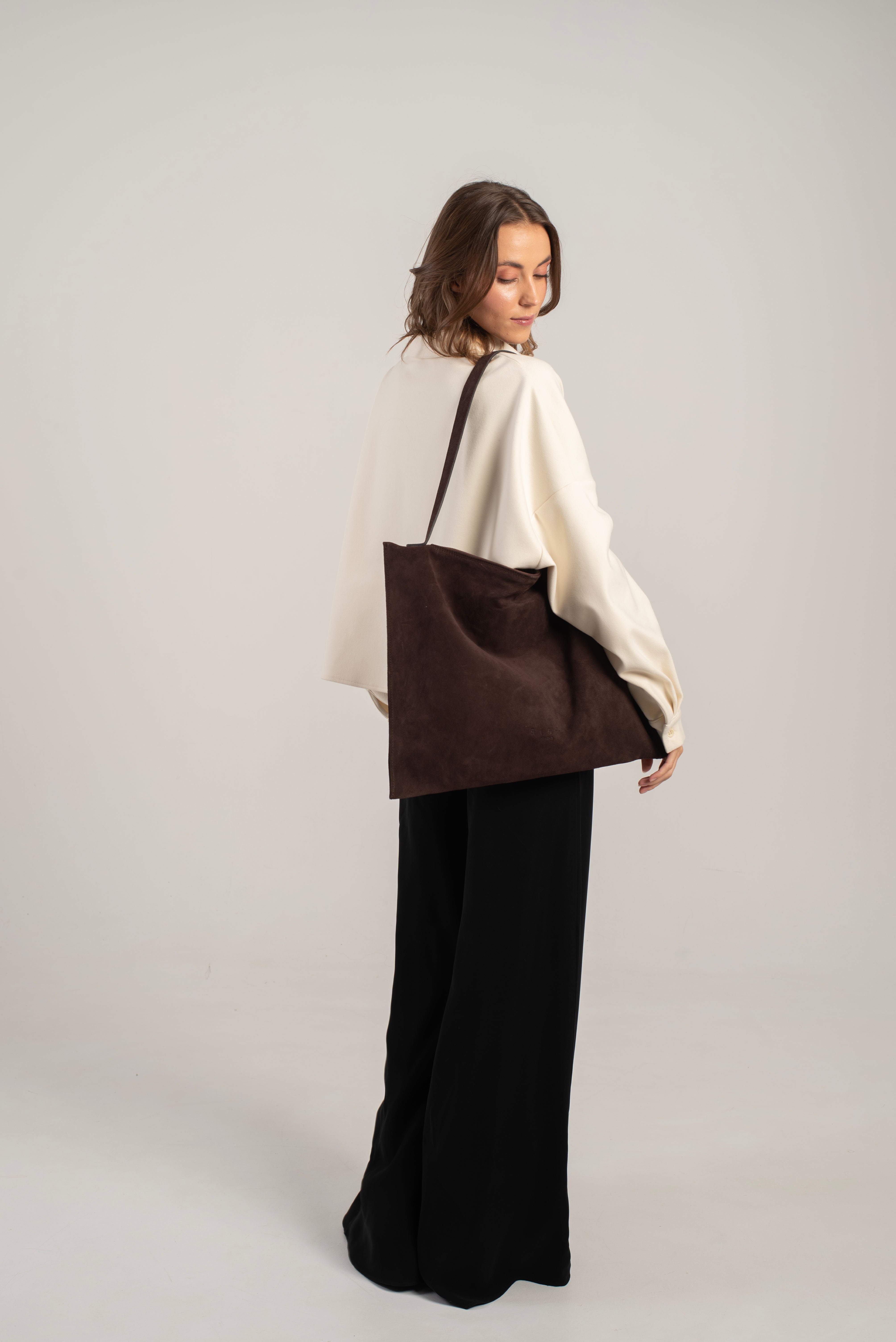 Ebony Tote Bag Dark Brown Suede Secondary image