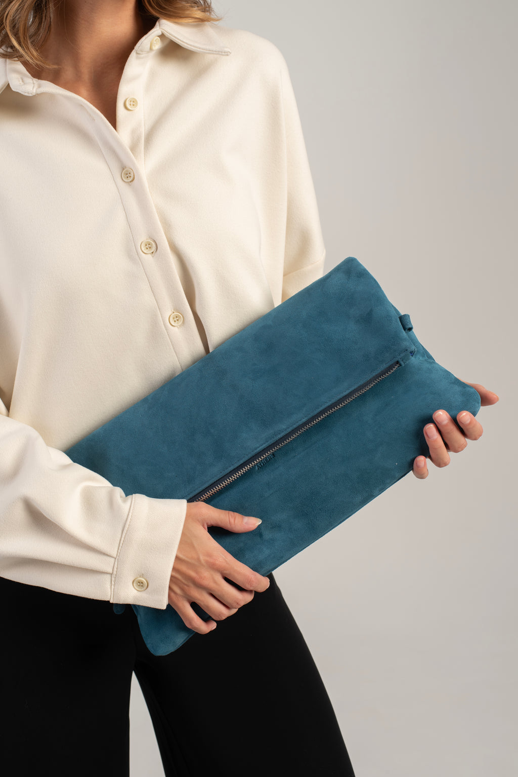 Joy Shoulder/Crossbody Bag Petrol Suede