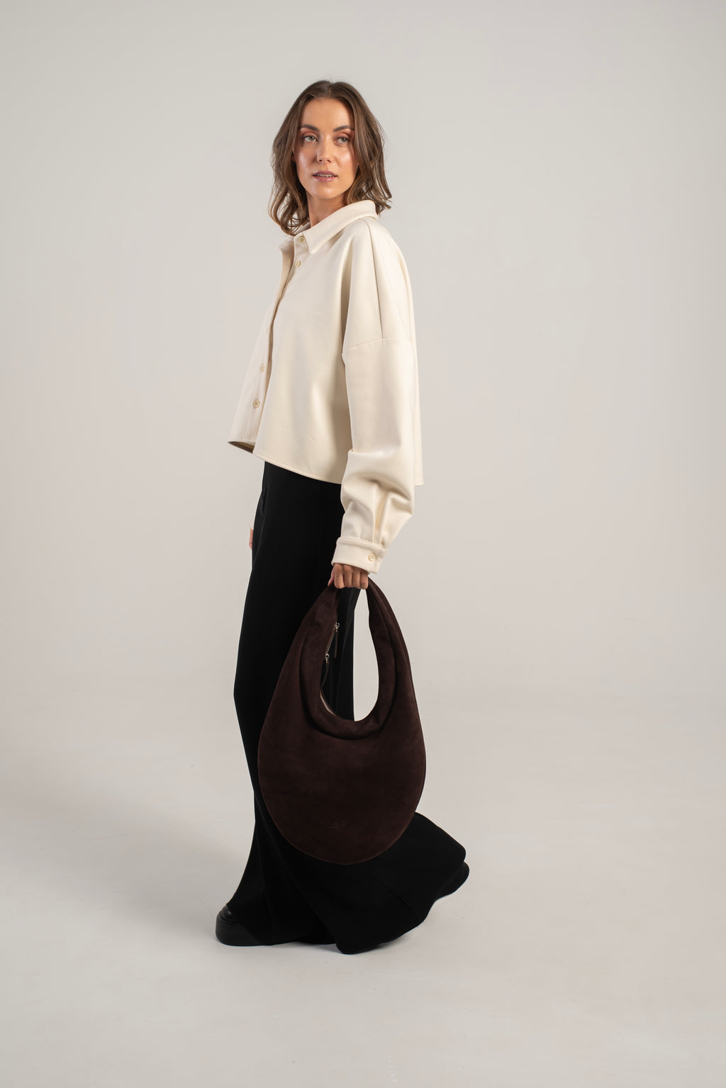 Disco Shoulder Bag Dark Brown Suede