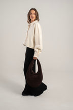 Disco Shoulder Bag Dark Brown Suede