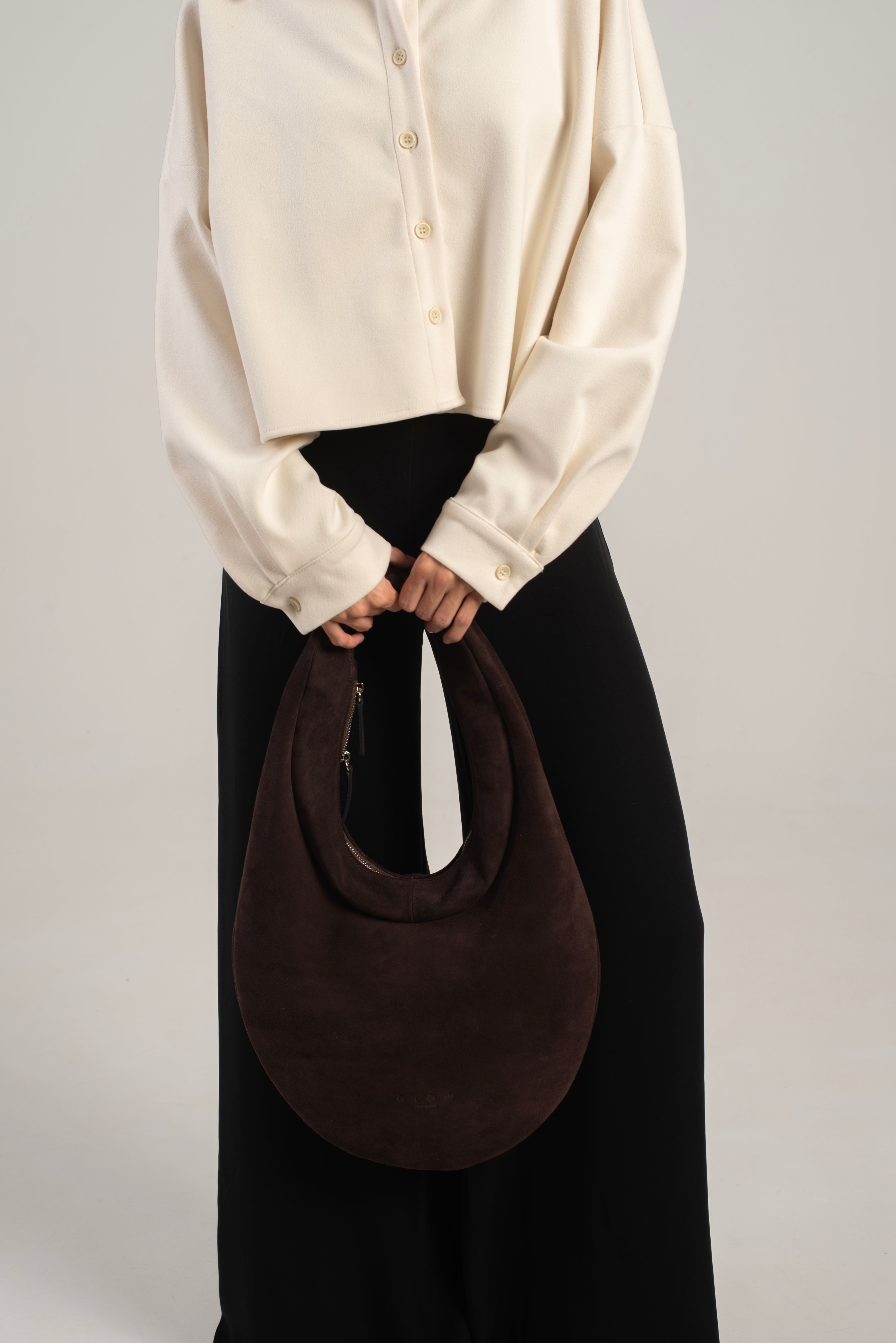 Disco Shoulder Bag Dark Brown Suede Secondary image