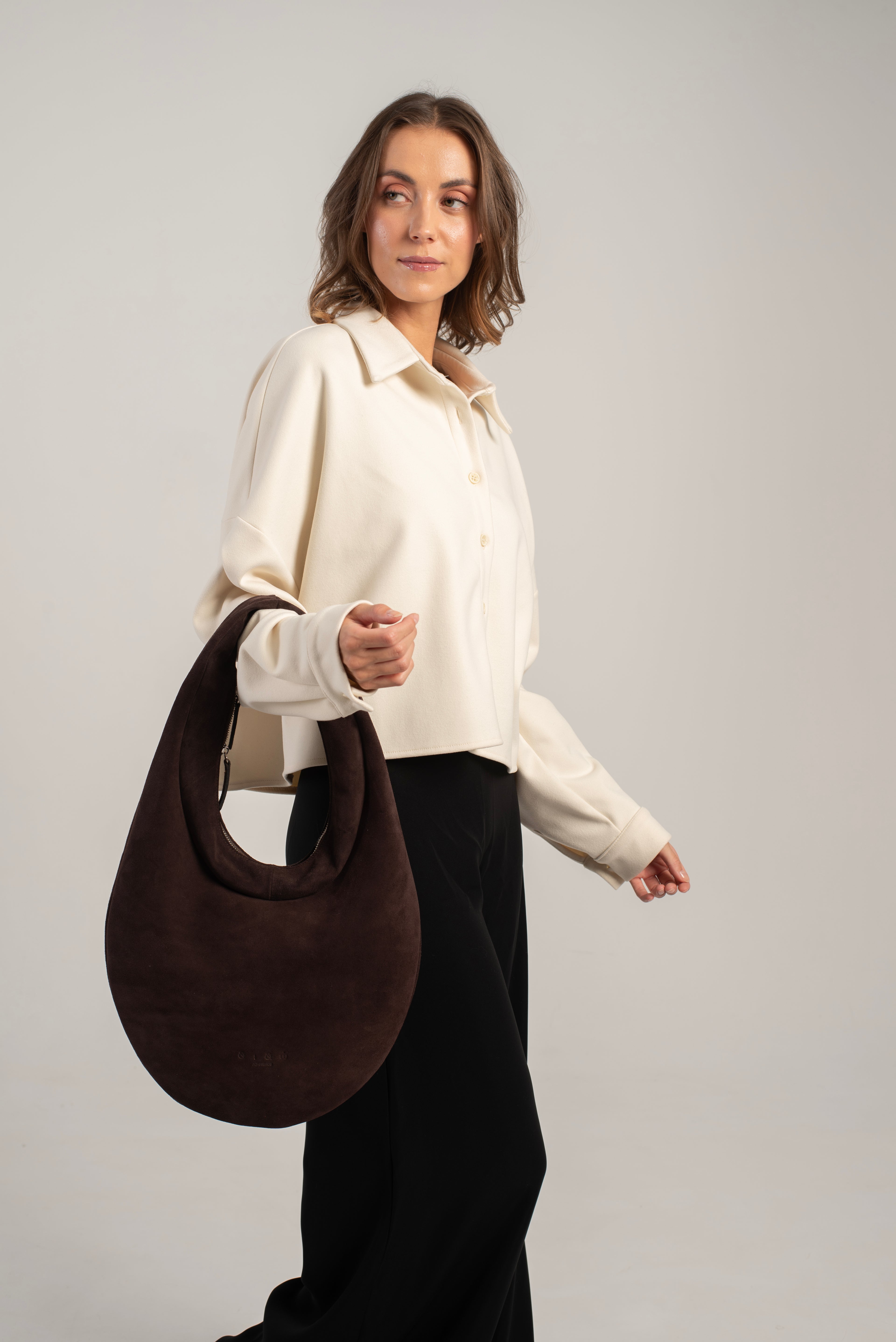 Disco Shoulder Bag Dark Brown Suede