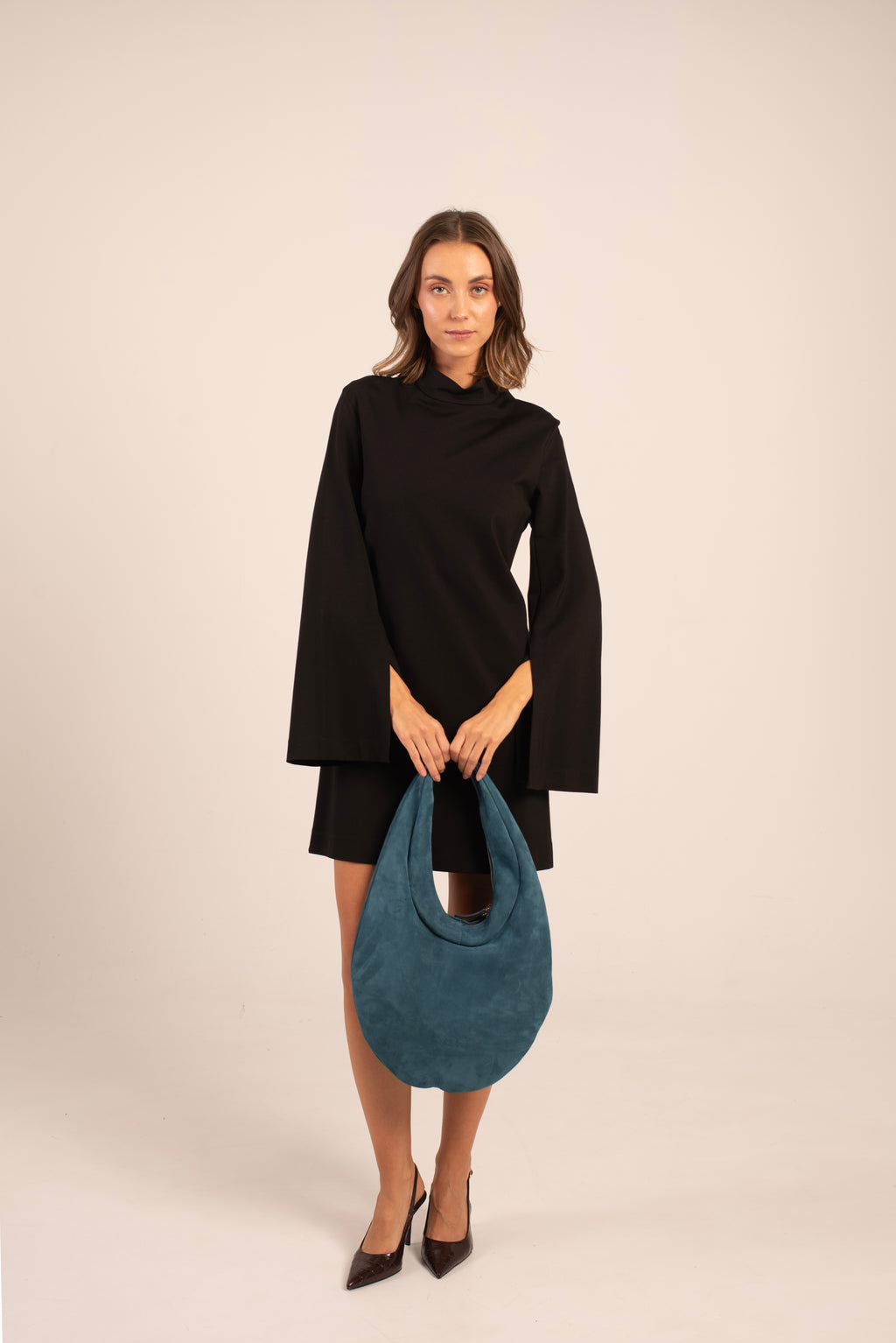 Disco Shoulder Bag Petrol Suede