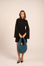 Disco Shoulder Bag Petrol Suede