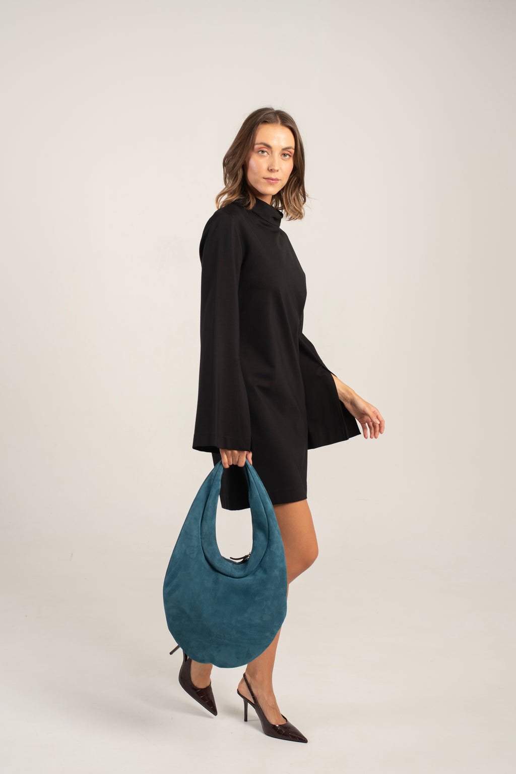 Disco Shoulder Bag Petrol Suede