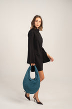 Disco Shoulder Bag Petrol Suede