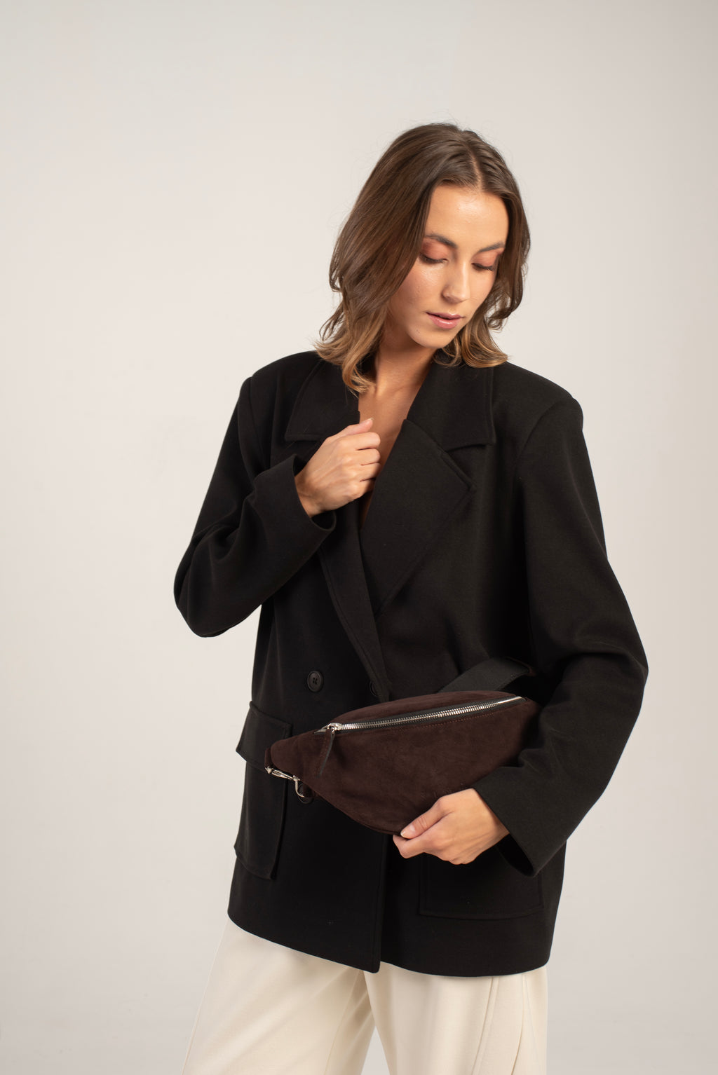 Small Cotto Crossbody Bag Dark Brown Suede