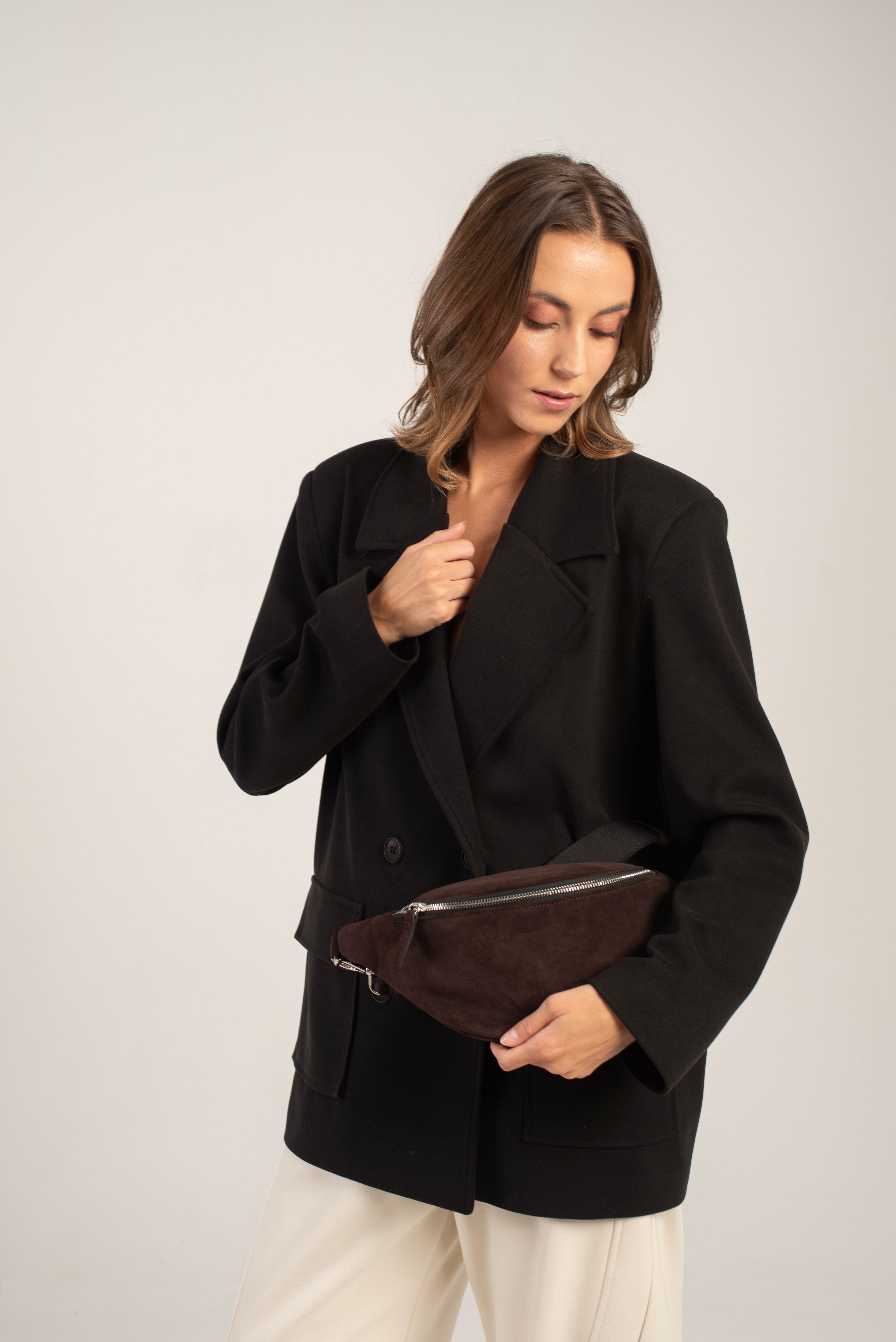 Small Cotto Crossbody Bag Dark Brown Suede