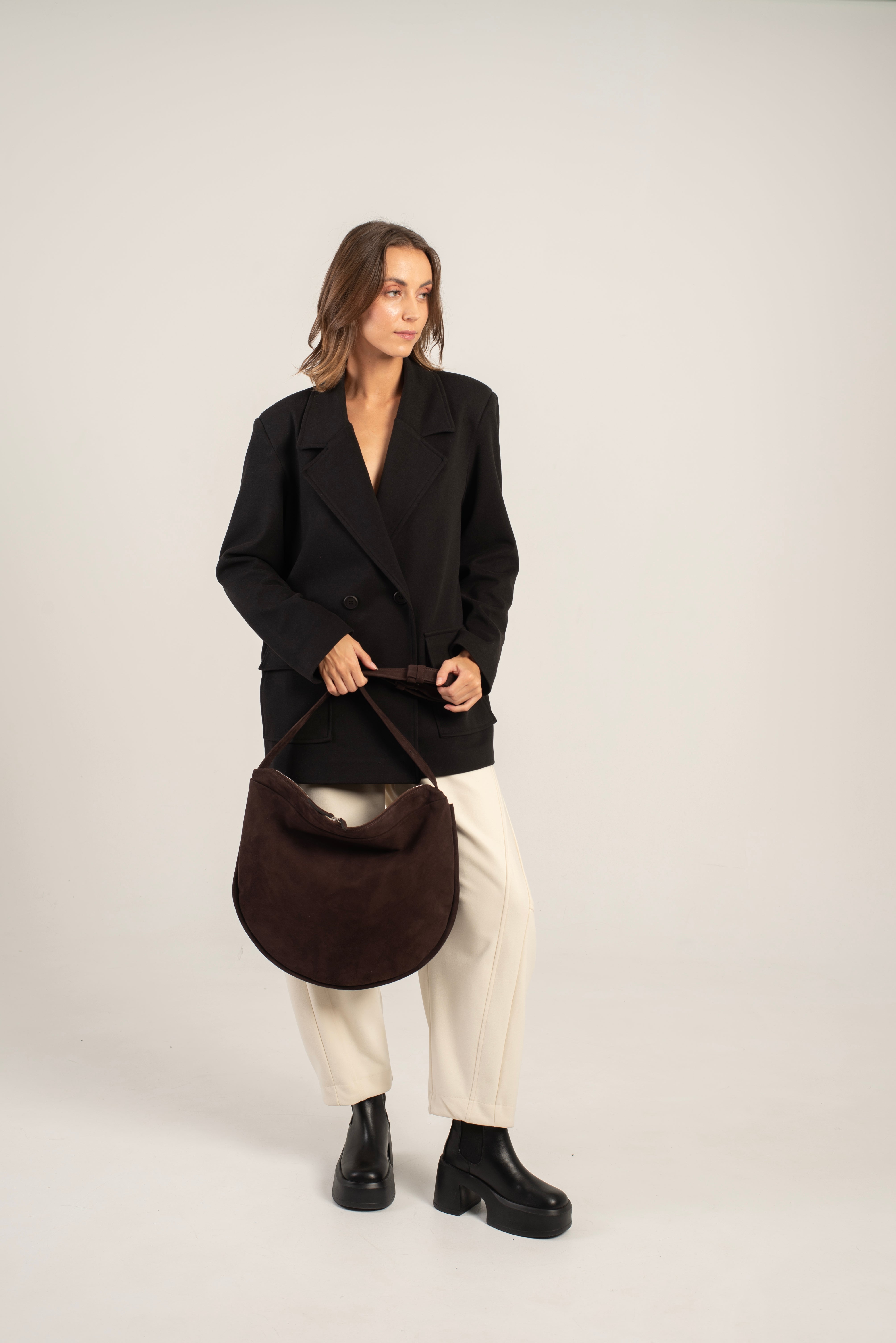 Aspa Shoulder/Crossbody Bag Dark Brown Suede Secondary image