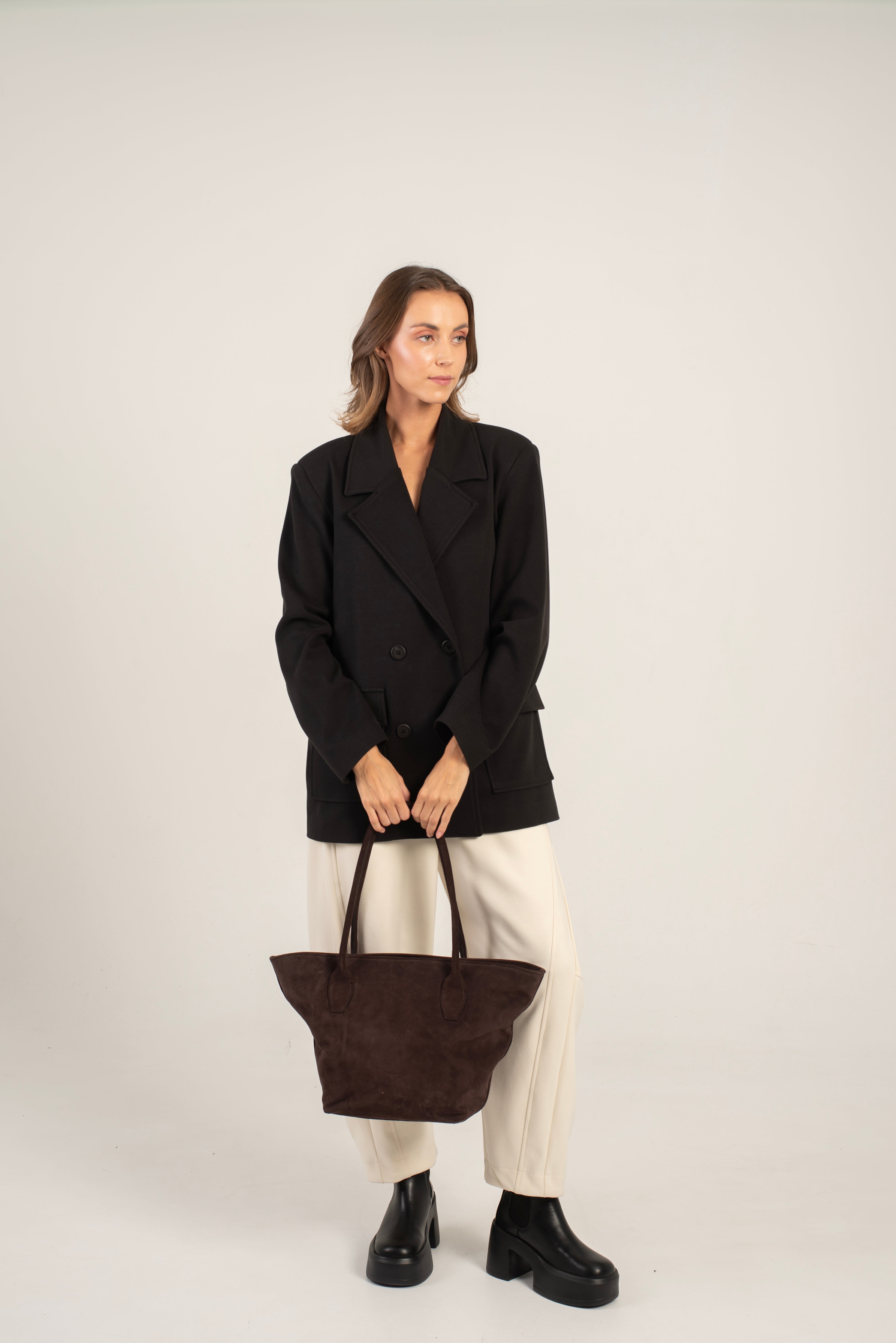 Nina Tote Bag Dark Brown Suede Secondary image