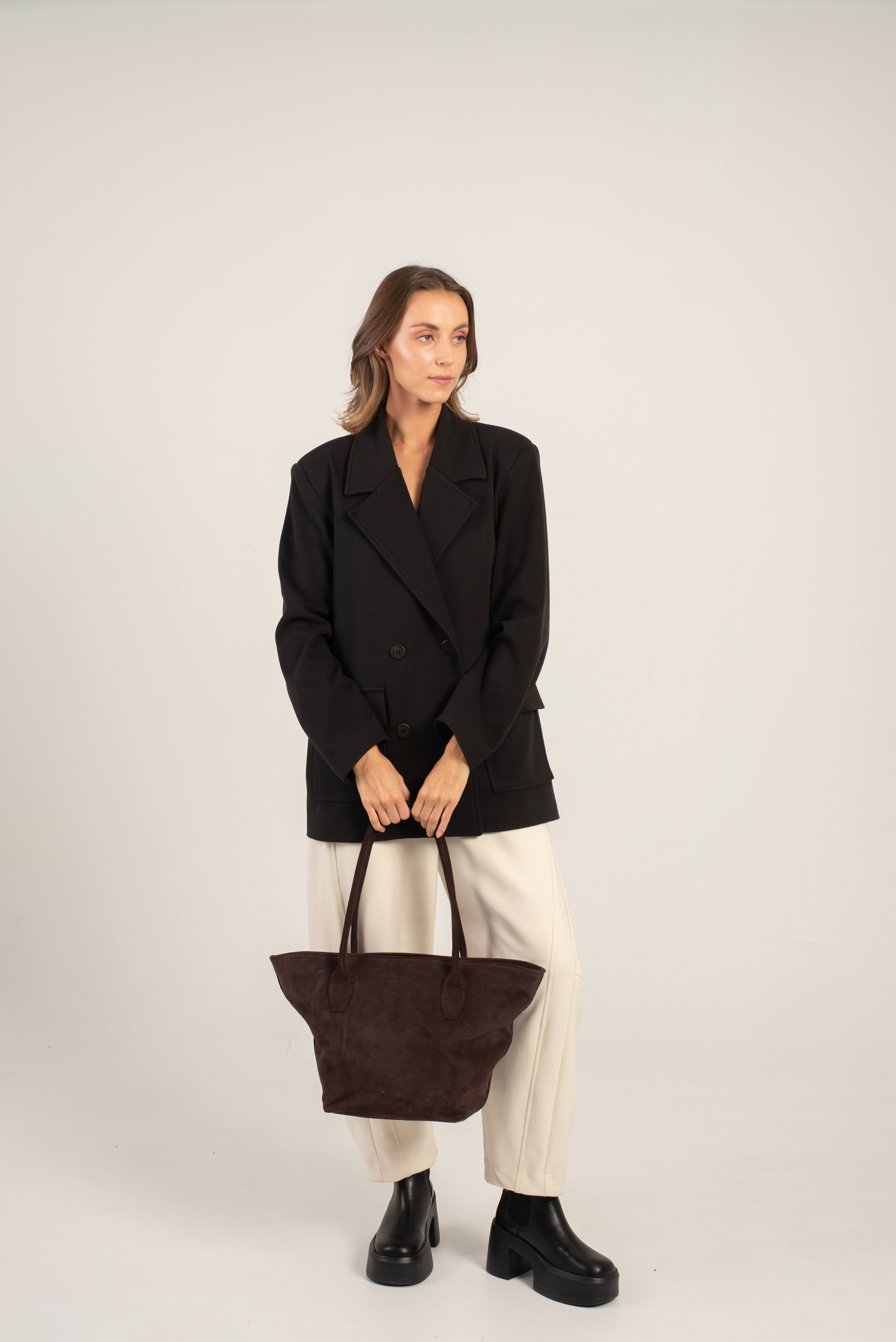 Nina Tote Bag Dark Brown Suede