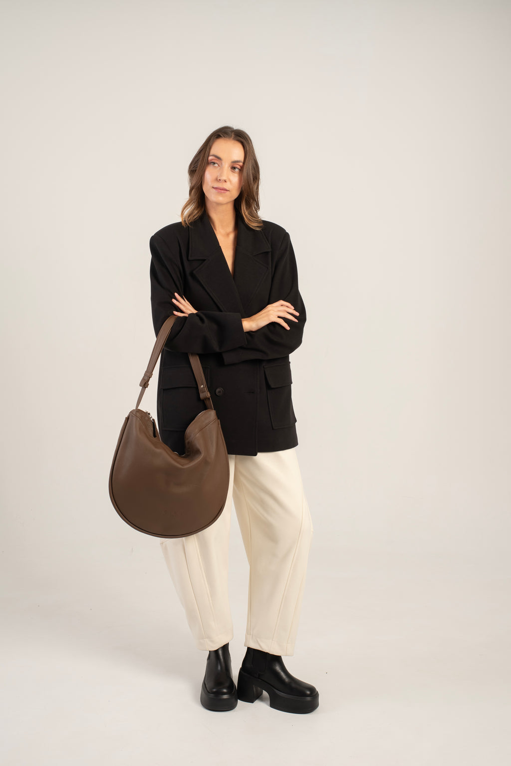 Aspa Shoulder/Crossbody Bag Dark Brown