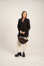Keros Shoulder/Crossbody Bag Dark Brown Suede