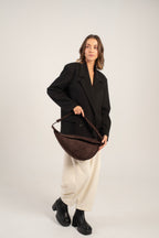Keros Shoulder/Crossbody Bag Dark Brown Suede